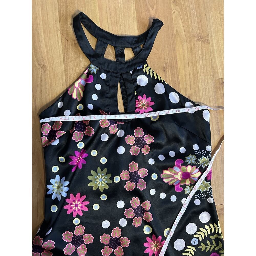 Vintage Mieko Melucci Floral Satin Mini Dress Whimsigoth Indie Y2K Retro Size L - Picture 4 of 7